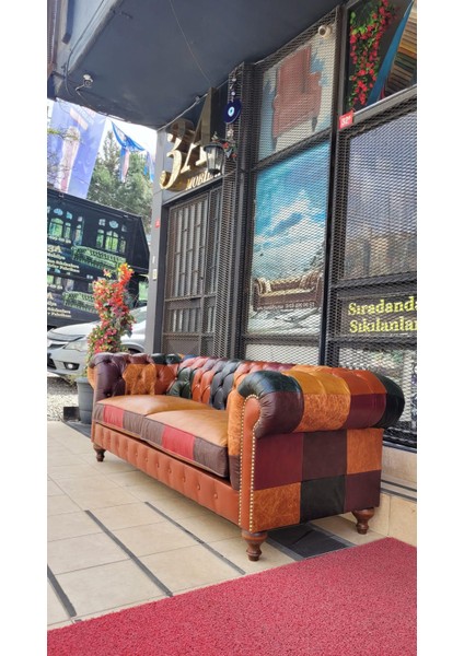 Hakiki Deri Atlas Chesterfield