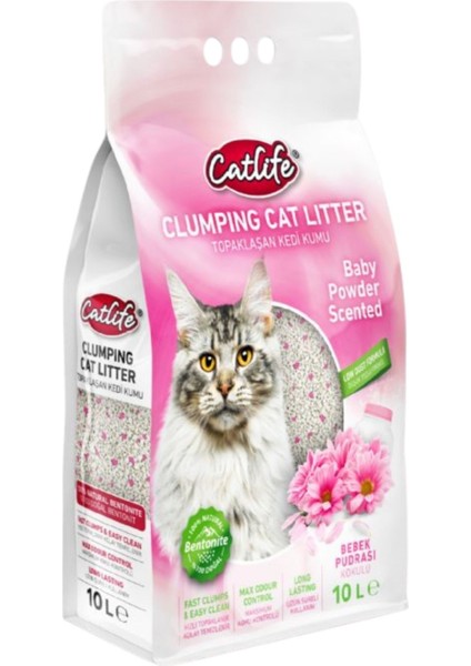 Bebek Pudralı Bentonit Kedi Kumu 10LT