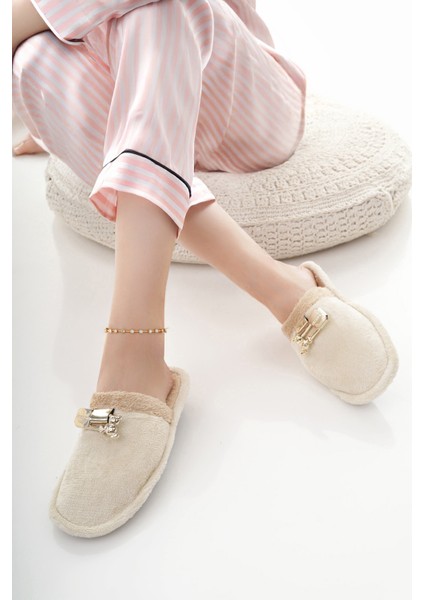 Kadın Ev Terliği Peluş Yıkanabilir Içi Yünlü Kürklü Terlik Misafir Çeyiz Bohça Gelin Terliği