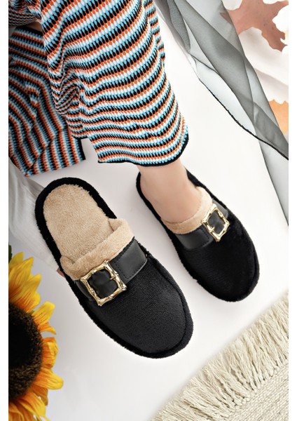 Kadın Ev Terliği Peluş Yıkanabilir Içi Yünlü Kürklü Terlik Misafir Çeyiz Bohça Gelin Terliği