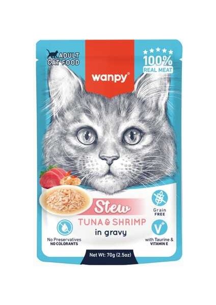 Stew Sos Içinde Ton Balıklı ve Karidesli Yetişkin Kedi Konservesi 70 gr