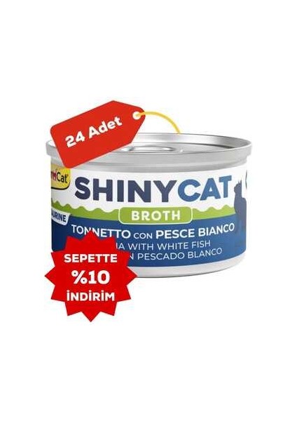Shinycat Broth Beyaz Balıklı ve Ton Balıklı Kedi Konservesi 70GR 24LÜ