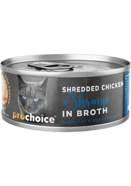 Prochoice Hypo Allergenic Tavuk Etli ve Karidesli Tahılsız Yetişkin Kedi Konservesi 70GR