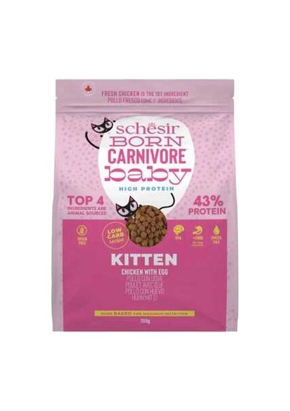 Born Carnivore Baby Tavuklu ve Yumurtalı Yavru Kedi Maması 255G fiyatları