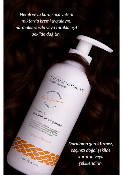 INSANE NATURALE Bukle Belirginleştirici Saç Bakım ve Onarım Kremi (INSANE 9) 500 ml fırsatları