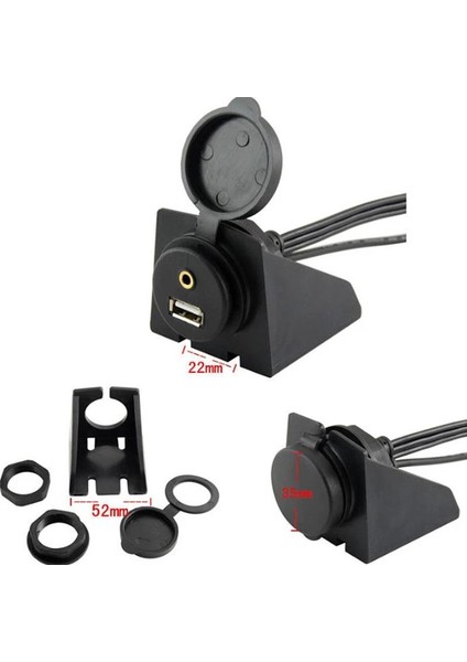 4825 USB 2rca 3.5mm Aux Araç Içi Kontrol Paneli Uzatma Ek Kablosu