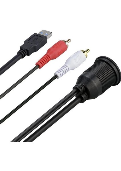 4825 USB 2rca 3.5mm Aux Araç Içi Kontrol Paneli Uzatma Ek Kablosu indirimleri