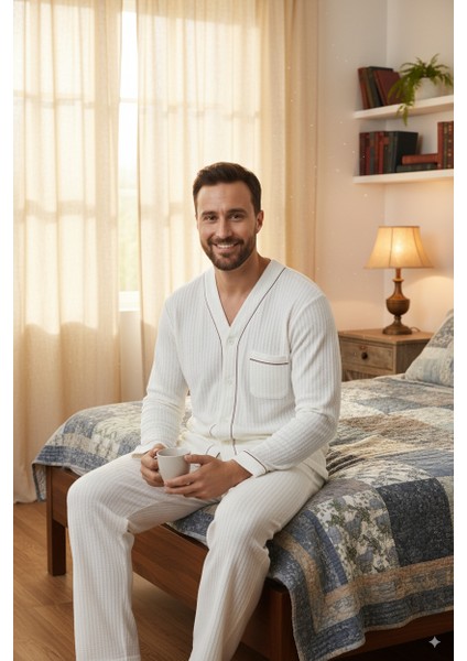 Erkek Pijama Takımı %100 Ipek Kumaş Klasik Model Cepli Rahat Tam Kalıp indirimleri