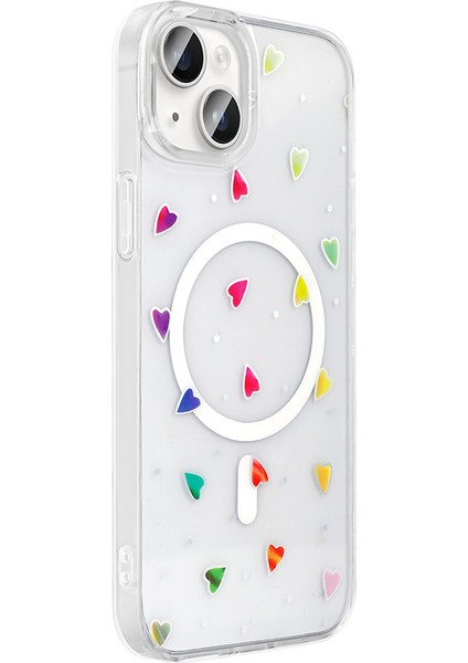 iPhone 15 Kılıf M-Safe Şarj Özellikli Şeffaf Zore Folk Sert Kapak - Sevimli Köpek