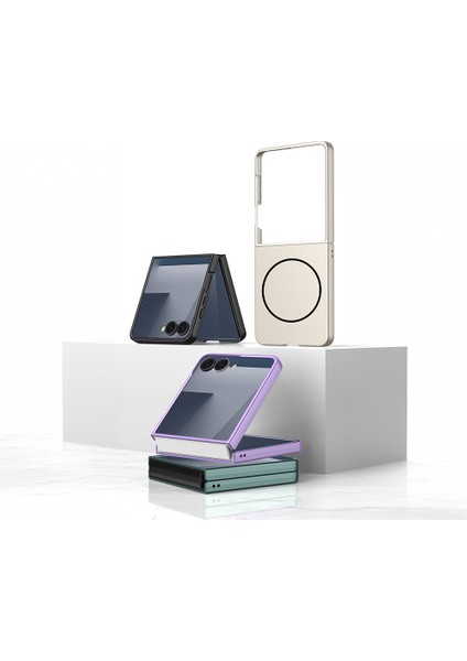 Galaxy Z Flip 7 Kılıf Wireless Şarj Özellikli Zore Kıpta M-Safe Kapak - Rose Gold indirimleri