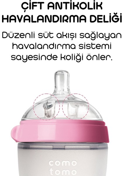 Comotomo Antikolik Silikon Biberon 150 ml 0-3 Ay Pembe modelleri