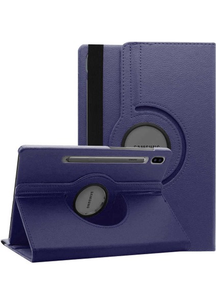 Galaxy Tab S7 Plus T970 Uyumlu Lckc Dönebilen Standlı Kılıf-Lacivert