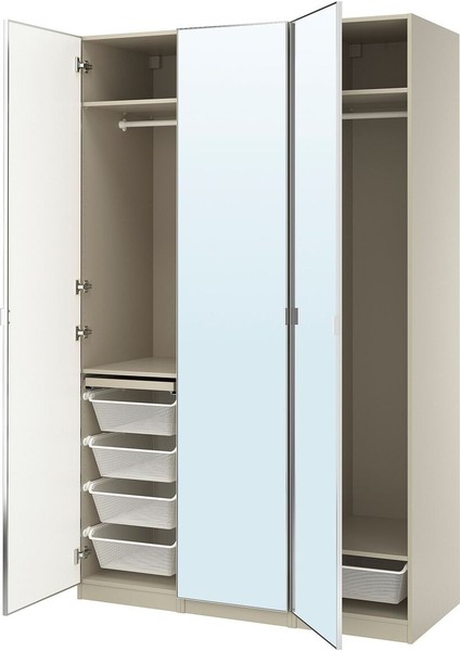 Pax Gardırop, Bej-Aynalı Cam, 150X60X236 cm