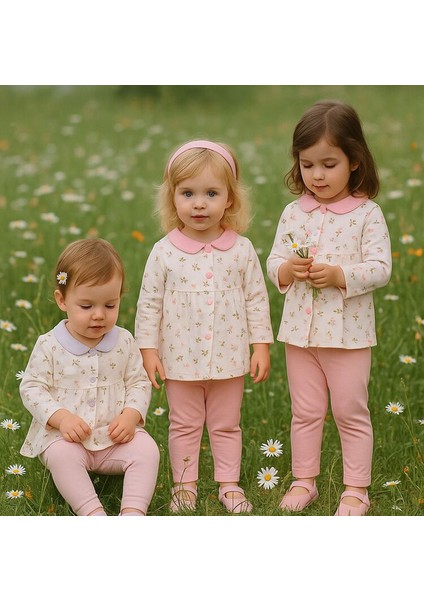 Çiçek Baskılı Kız Bebek Pijama