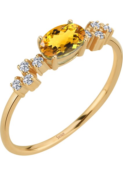 Pırlanta ve Oval Sitrin Taşlı Sunshine Yüzük 0417R0339