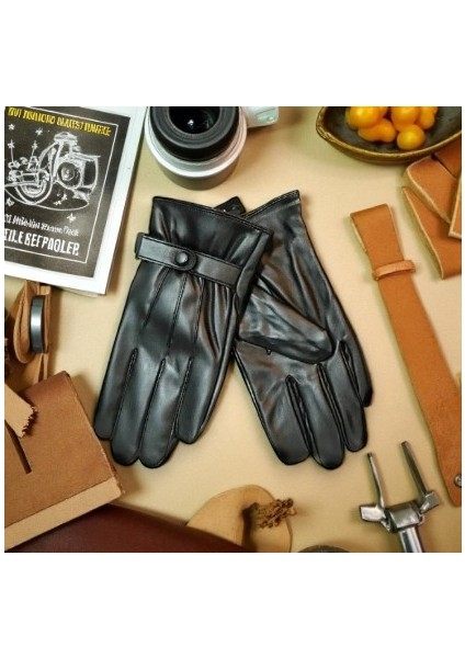 Erkek Deri Eldiven Dokunmatik Ekran Uyumlu