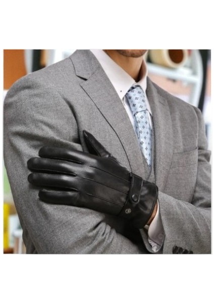 Erkek Deri Eldiven Dokunmatik Ekran Uyumlu