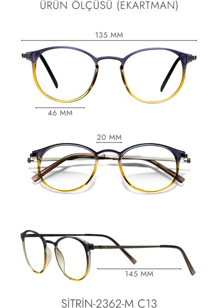 SİTRİN-2362-M C13 Gri/sarı Mavi Işık Koruyucu Ekran Gözlüğü