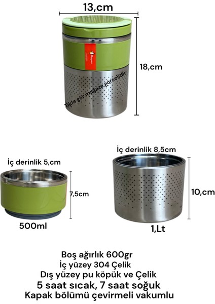 Çelik Yemek Termos Vakumlu Okul Iş Beslenme Kabı Yemek 2li Sefer Tası Sızdırmaz 1,5lt modelleri