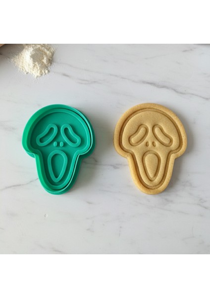 Çığlık Temalı Kurabiye Kalıbı, Cadılar Bayramı Hamur Şekillendirici, Maske Tasarımlı, Gıda Uyumlu