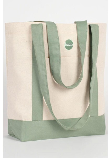 Mint Yeşili Cepli Kanvas Tote Çanta