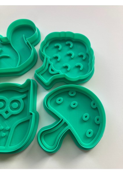 Orman Hayvanları Kurabiye Kalıbı Seti, 5 Parça, Yeşil, Gıda Uyumlu Pla, Mutfak Hamur Şekillendirici