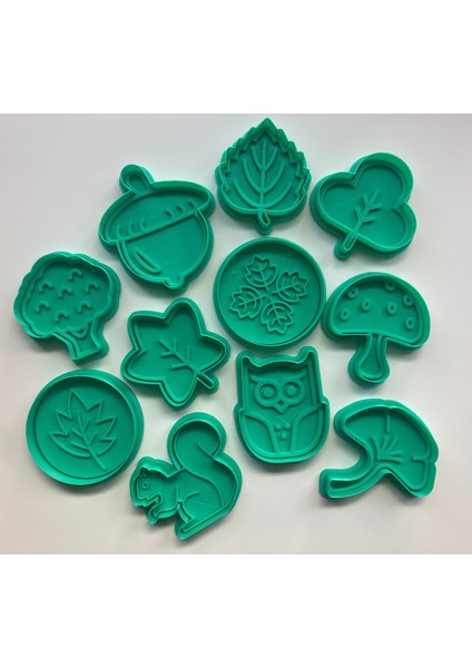 11 Parça Sonbahar Kurabiye Kalıbı Seti, Hayvanları ve Yaprak Desenli, Gıda Uyumlu Şekillendirici