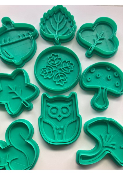 11 Parça Sonbahar Kurabiye Kalıbı Seti, Hayvanları ve Yaprak Desenli, Gıda Uyumlu Şekillendirici