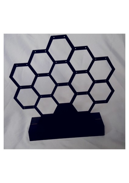 Ahşap Küpe Standı Petek Desenli Küpe Takı Düzenleyici Modern Takı Organizeri Siyah Renk fiyatları