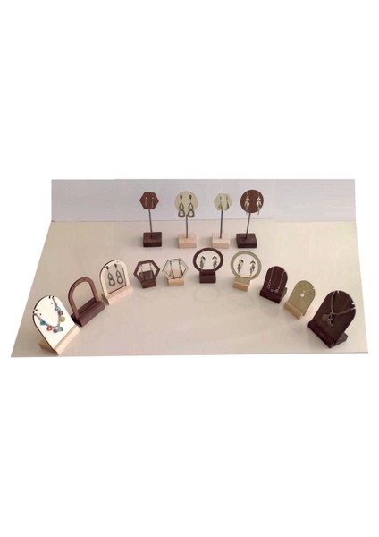 Küpe ve Kolye Teşhir Standı, Masaüstü Takı Organizeri, Ahşap Takı Sergileme Setleri