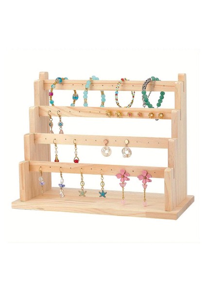 Kolye Küpe Bileklik Bilezik Standı, Ahşap Takı Sergileme Standı, 4 Kademeli Takı Stand fiyatları