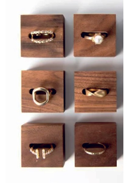 Yüzük Sergileme Standı, Ahşap Takı Sergileme Podyumu, Takı Düzenleyici Stand, Kare Set 4 (6 Adet) fiyatları