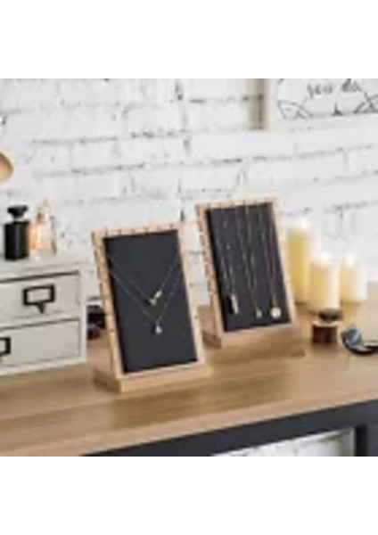 Ahşap Takı Teşhir Standı Çoklu Kolye Vitrin Sergileme Standı Dikey Orta Boy fırsatları