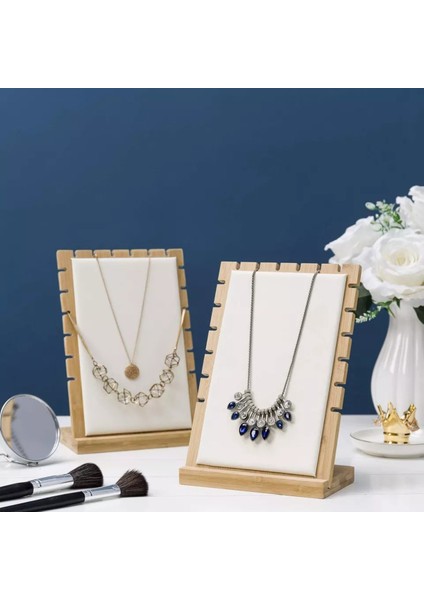 Ahşap Takı Teşhir Standı Çoklu Kolye Vitrin Sergileme Standı Dikey Orta Boy indirimleri