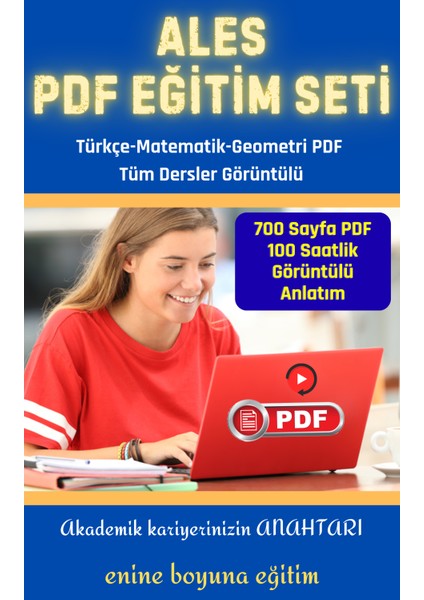 ALES Hazırlık Eğitim Seti (700 Sayfalık PDF Kitap + Görüntülü Dersler) fiyatları