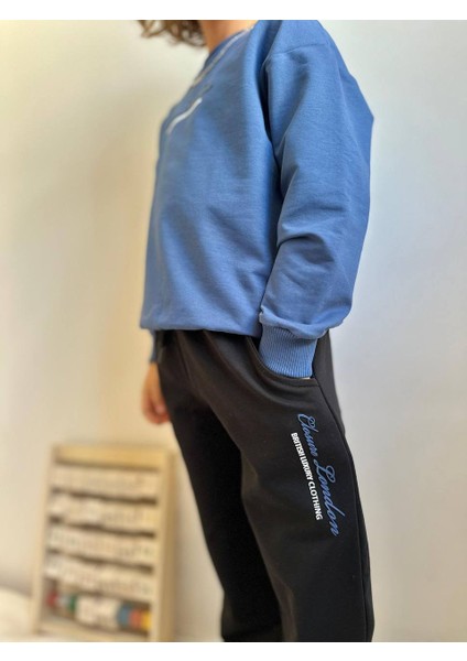 Erkek Çocuk Yazı Detaylı Sweatshirtli Kışık Takım modelleri