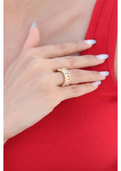 Bfs Zirkon Taşlı Baget Gold Renk Kadın Yüzük fiyatları