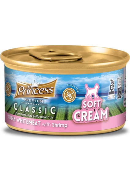 Princess Classic Soft Cream Beyaz Ton Balıklı ve Karidesli Yetişkin Kedi Sıvı Krema 50GR