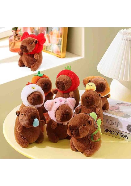 Capybara Hoodie Peluş Oyuncak Anahtarlık Sevimli Bebek Hayvan Figürlü Çanta & Araba Süsü Tatlı Aksesuar