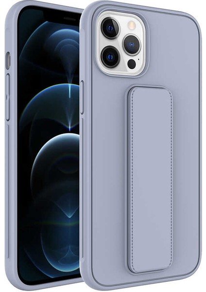 iPhone 12 Pro Max Uyumlu Lckc Qstand Kapak-Gri