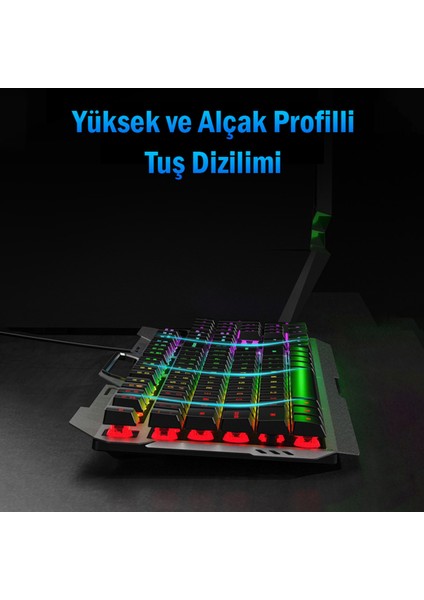 F2023 Gaming Türkçe Q Rainbow Membran 2400DPL Oyuncu Klavye Mouse Set fırsatları