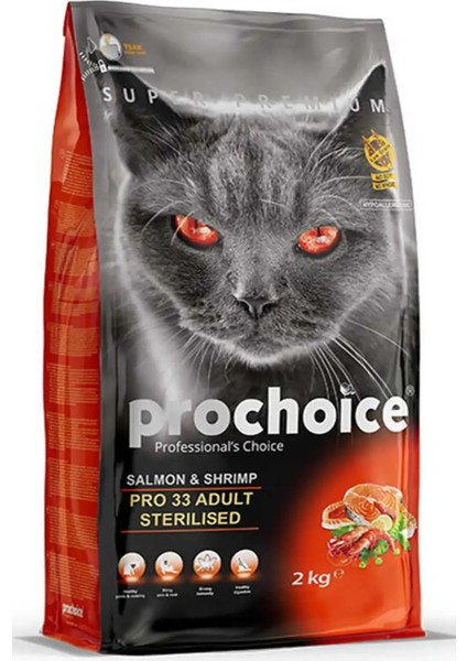 Prochoice Pro 33 Adult Somon ve Karidesli Kısırlaştırılmış Kedi Maması 2kg
