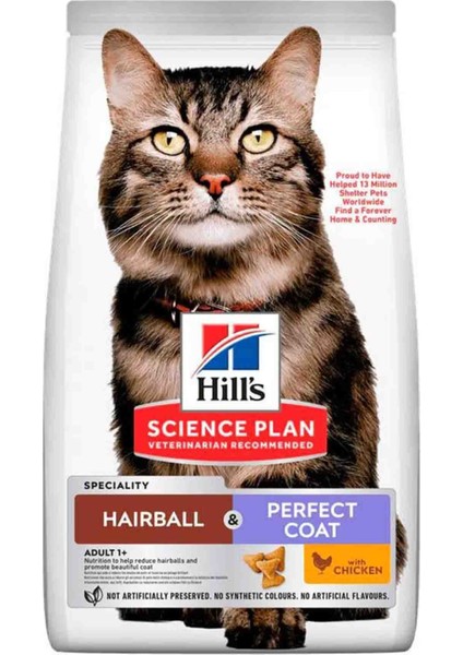 Hills Antihairball & Perfect Coat Tavuklu Kedi Maması 1,5kg