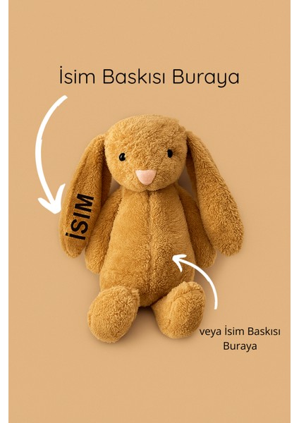 Isme Özel Uyku Arkadaşı Kişiselleştirilebilir Peluş Tavşan