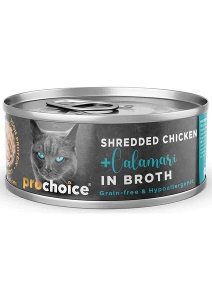 Prochoice Hypo Allergenic Tavuk Etli ve Kalamarlı Tahılsız Yetişkin Kedi Konservesi 70GR