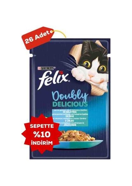Çifte Lezzet Somonlu ve Sardalyalı Kedi Konservesi 26X85GR 26LI