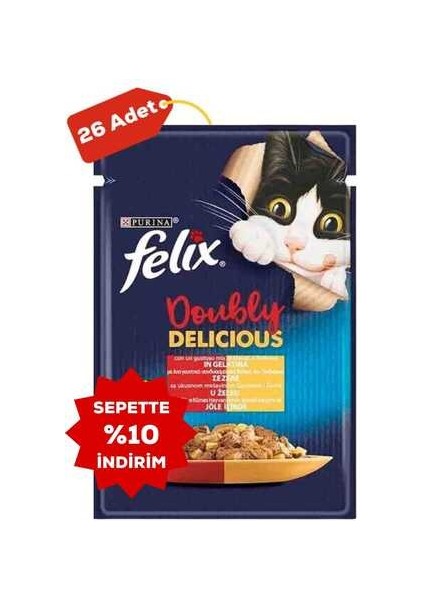 Çifte Lezzet Sığır Etli ve Kümes Hayvanlı Kedi Konservesi 26X85GR 26LI