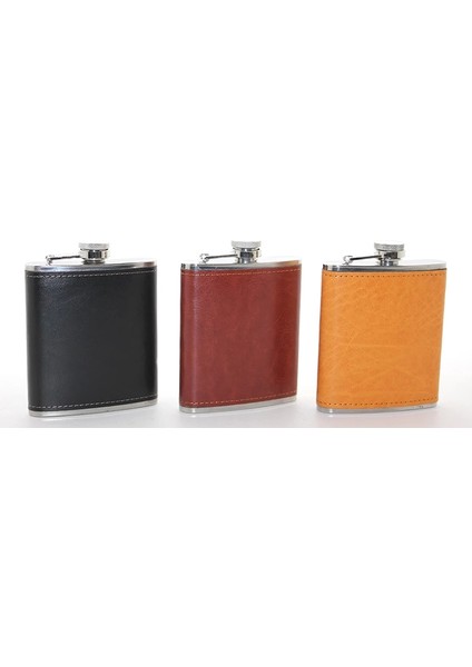Paslanmaz Çelik Tekli 7 Oz Derili Matara ALK2660