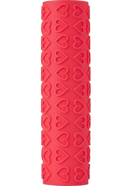 Merdane Kılıfı, Kalp Desenli-Kırmızı, 25 cm