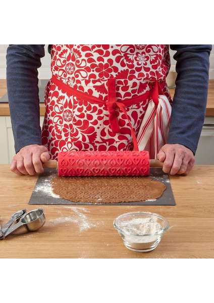 Merdane Kılıfı, Kalp Desenli-Kırmızı, 25 cm fiyatları